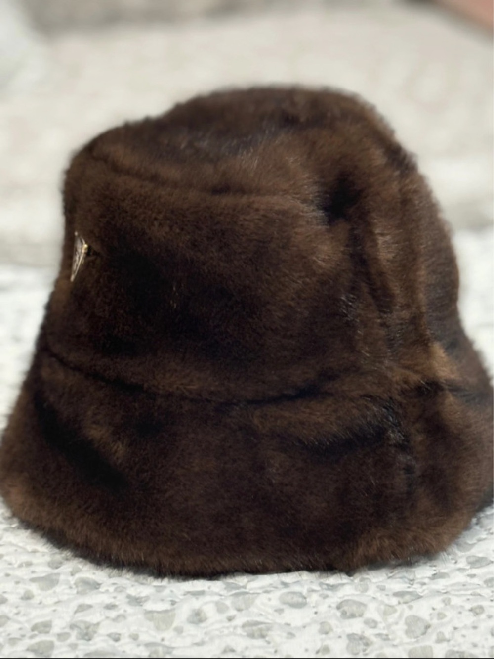 Prada Brown (synthetic) Faux Fur Bucket Hat - one size - new - no tags - Picture 4 of 16